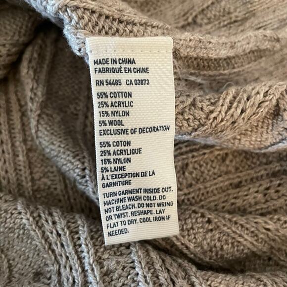 American Eagle Women's Cable Knit Fisherman Sweater Neutral Brown Soft Small - Picture 7 of 8